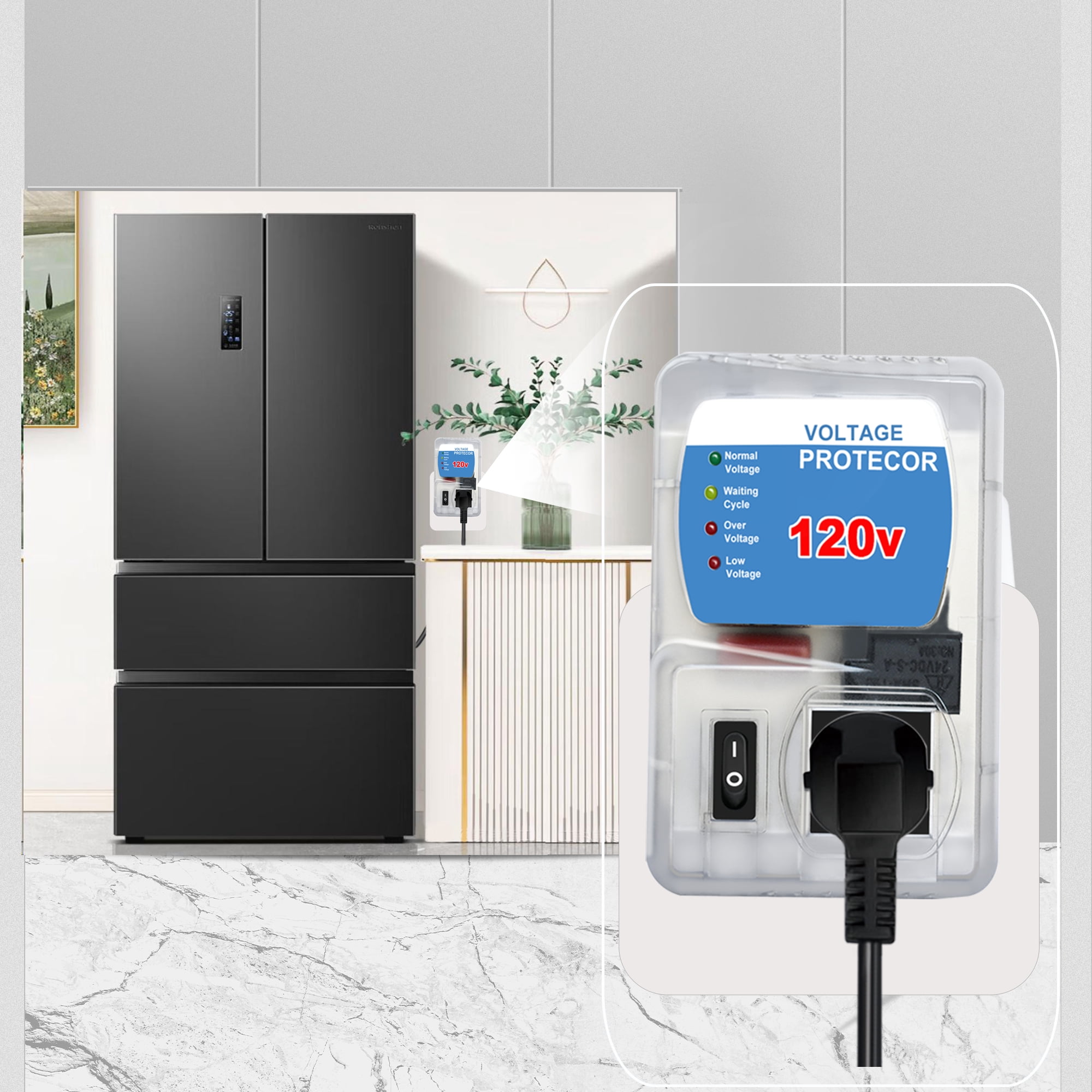 Single Outlet Surge Protector, Voltage Protector for Refrigerator, TV, Computer and Freezer Home Appliances, Adjustable Voltage Regulator, 120V, 1800W, 1 Pack