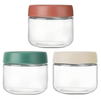 Wide Mouth Glass Jars 3Pack 10oz, Overnight Oats Containers with Screw Lids, Salad Dressing Fruit Veggies Sauce Snacks, Spice Storage, Airtight Design, Multicolor