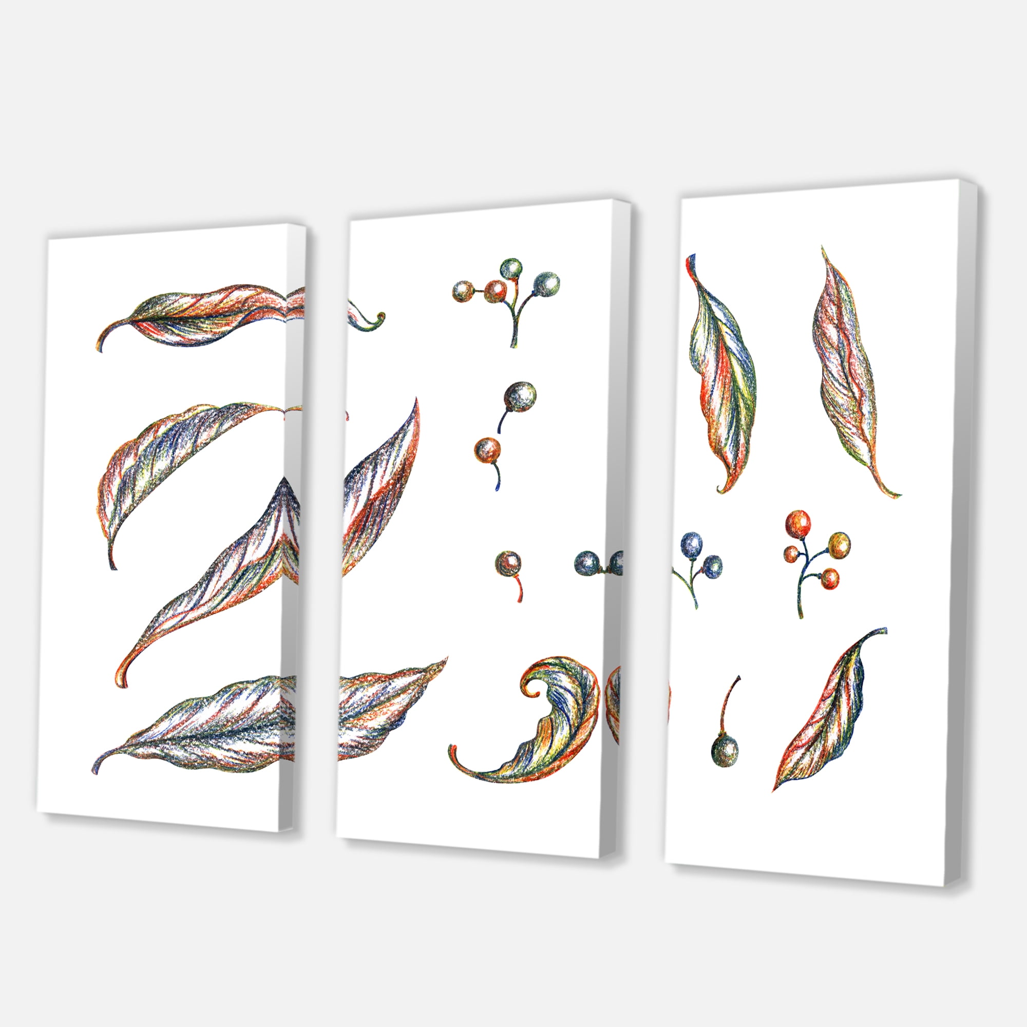 Designart ' Leaves and Berries Of Wild Grapes ' Bohemian & Eclectic Canvas Wall Art Print