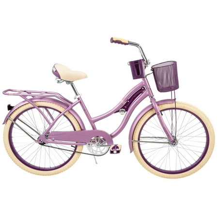 Huffy 24 Nel Lusso Girls' Cruiser Bike, Purple Satin, Age 12  Years ⚠️MISSING PEDALS AND BASKET⚠️