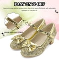 thumbnail image 2 of xinlanlin Girls Dress Shoes Low Heel Mary Jane Pumps Bow Party Wedding Princess Shoes for Toddler/Little Kids, 2 of 8