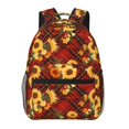 thumbnail image 1 of Easygdp Red Plaid Sunflower Mochila Ergonómica Versátil para Laptop - Múltiples Bolsillos, Correas Ajustables, Unisex para Escuela, Viajes y Actividades al Aire Libre-One Size, 1 of 5