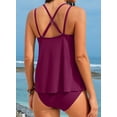 thumbnail image 3 of DOKOTOO Tankini Swimsuits for Women Bathing Suits with Crisscross Back Tankini Top with High Cut Swim Brief Swimwear Purple M US8-10, 3 of 12