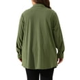 thumbnail image 3 of Agnes Orinda Plus Size Women's Corduroy Shirts Long Sleeve Button Down with Pocket Long Shackets Jacket 2X Green, 3 of 5