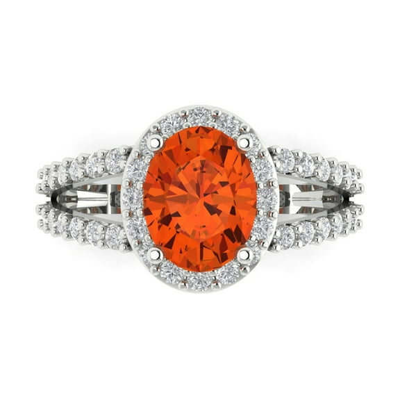 Solitaire with Accents Engagement Ring for Women - 2.6ct Simulated Red Diamond in 14K White Gold Promise Ring