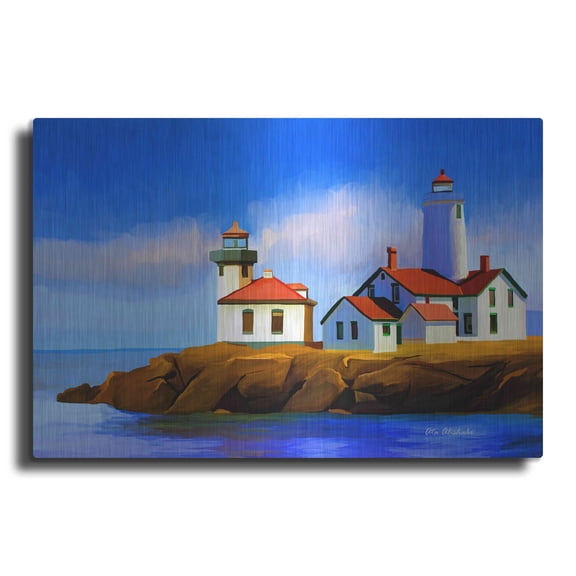 Luxe Metal Art 'Light House' by Ata Alishahi, Metal Wall Art, 24"x16"