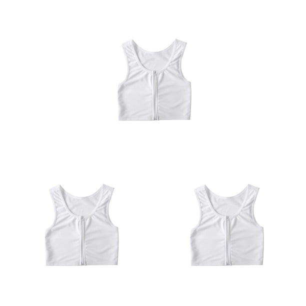 Qarigey Tank Top Chaleco Camisa Pecho Trans Elástico Deportes Ropa Interior Vendaje Reforzado Corsé Corto Transpirable Mujer Blanco XL Type1 NO1