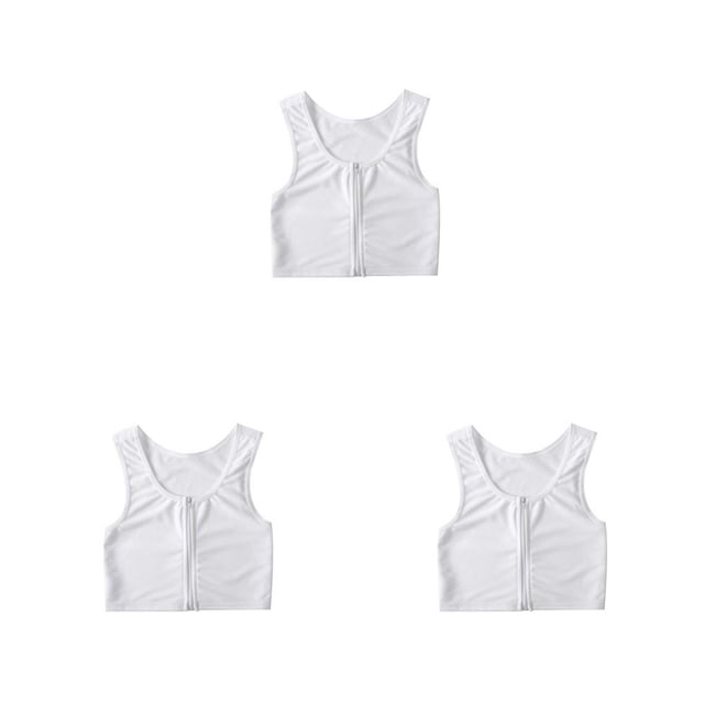 Qarigey Tank Top Breast Chaleco Camisa Pecho Binder Trans Ropa interior Fortalecer Vendaje Reforzado Corto Mujer Blanco Type1 NO1