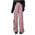 thumbnail image 2 of Annhoo Womens Corduroy Pants Casual High Waisted Side Drawstring Trousers Loose Cozy Straight Leg Pants with Pockets, 2 of 6