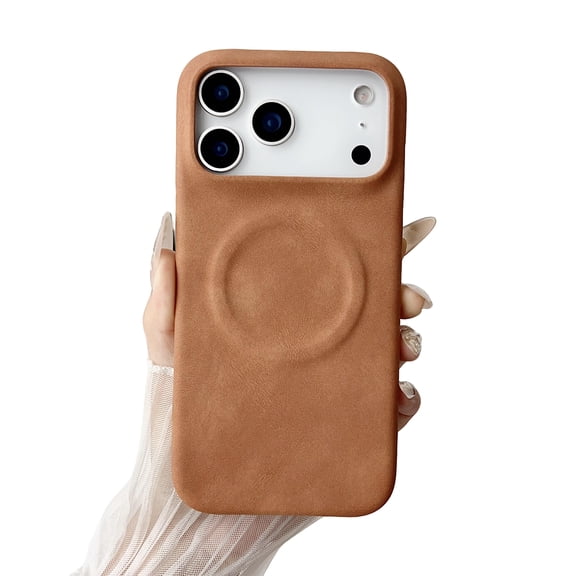 Allytechgroup Case for iPhone 17 Pro Max Compatible with MagSafe for Women Men, Shockproof Slim Thin Retro PU Leather Lightweight Cover Case for iPhone 17 Pro Max - Yellow