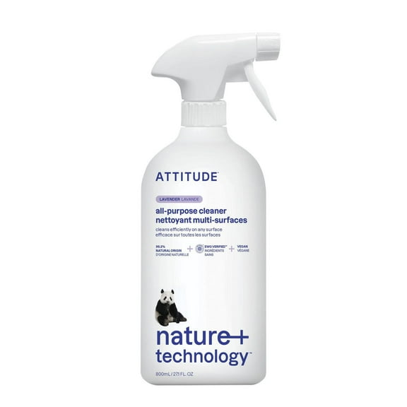 ATTITUDE nature+ technology, Nettoyant Tout-Usage, Vaporisateur, Nettoyant Naturel, Parfum de Lavande, 800ml