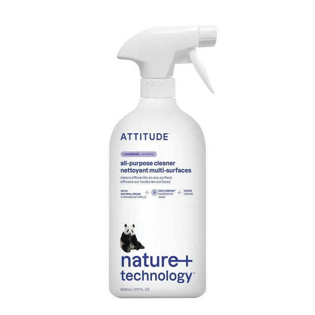 ATTITUDE nature+ technology, All Purpose Cleaner, Spray, Natural Cleaner, Lavender Scent, 800ml