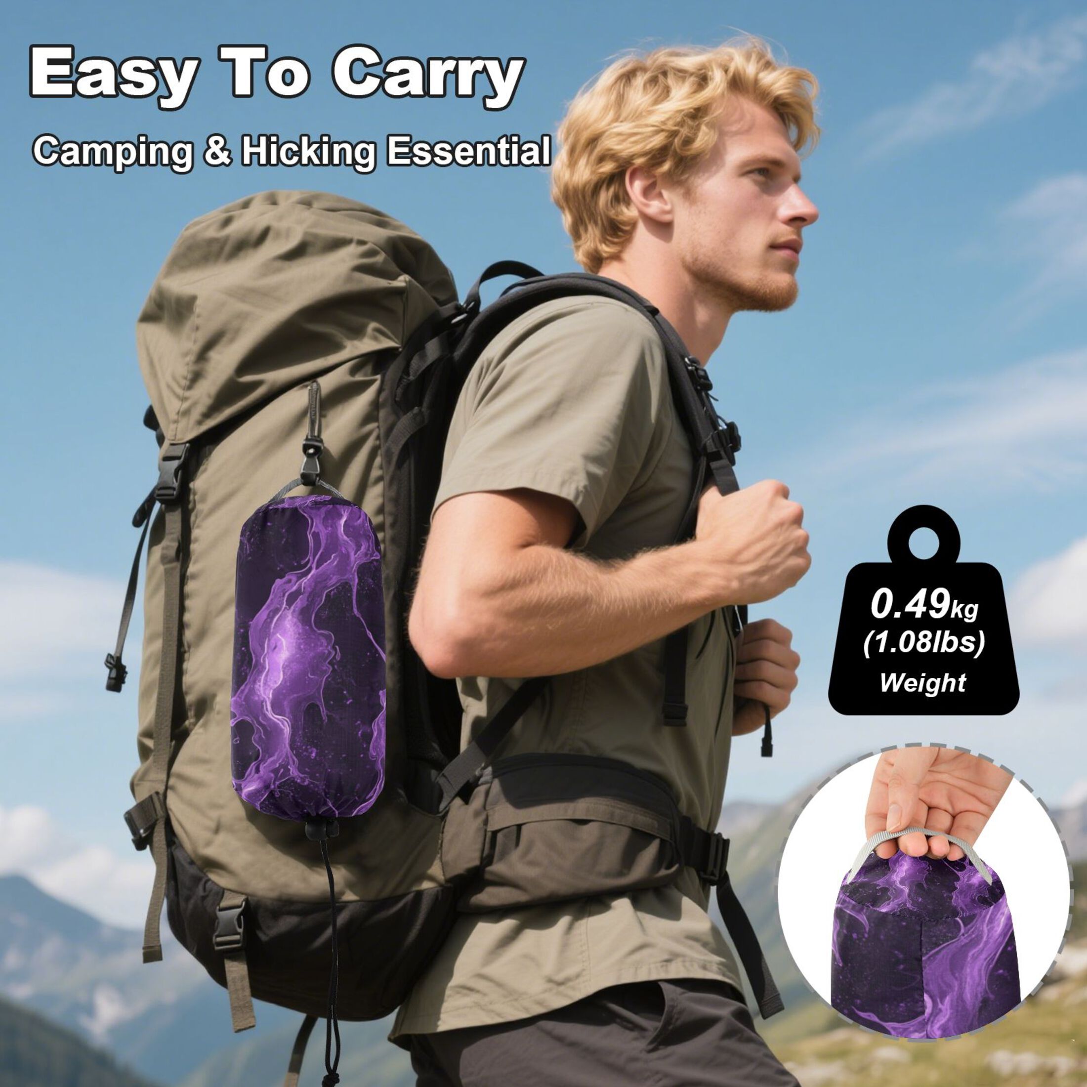 Hammock Camping Hammock Nylon Portable Hammock Travel Camping Hammock Purple River Pattern