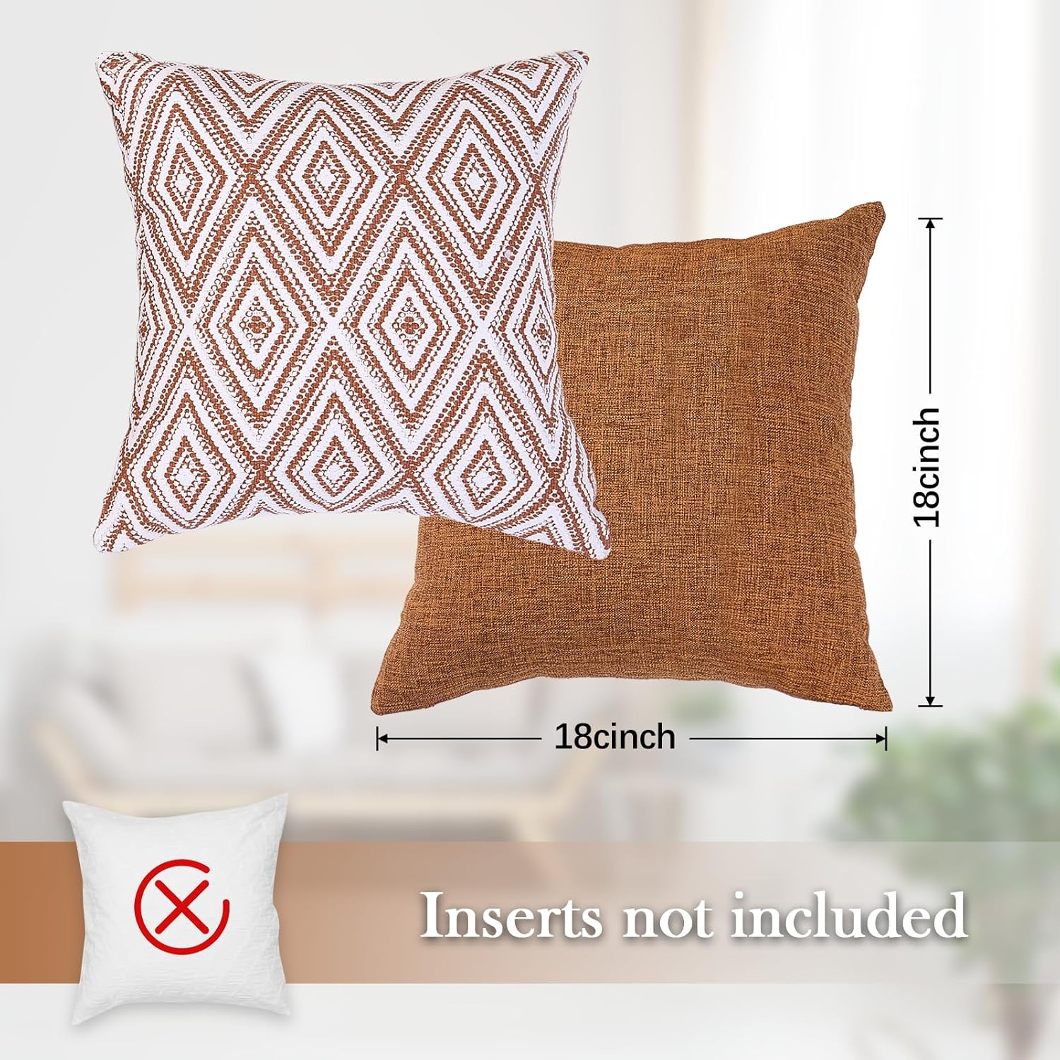 Wehilion Decorative Throw Pillow Covers Set of 2/4 Couch Pillows Linen Cushion Cover for Couch Sofa Living Room, 18"x18" inch