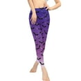 thumbnail image 2 of DISNIMO Halloween Bat Printed Yoga Pants Leggings for Women, High Waisted Workout Leggings Tummy Control, Casual Workout Yoga Pants for Workout Sport, Purple, XS, 2 of 6