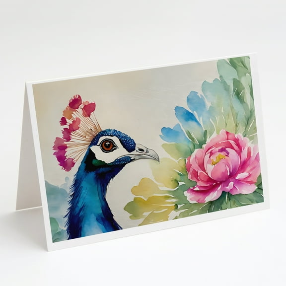 Peacock Greeting Cards Pack of 8 7 in x 5 in