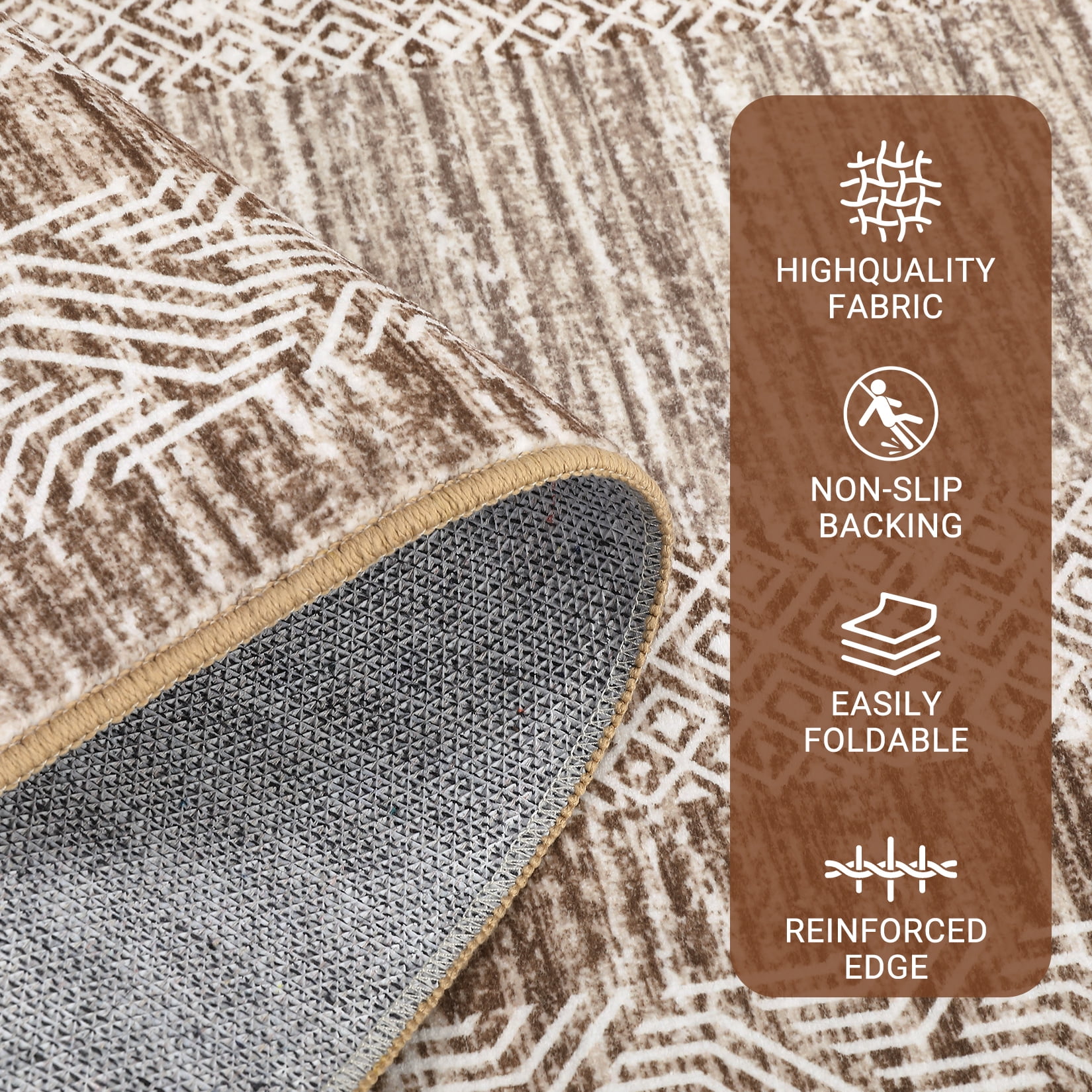 Garvee 10' x 13' Large Area Rug Modern Geometric Rug Bordered Rug Soft Non-Slip Low Pile Rugs for Living Room Bedroom, Tan