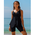 thumbnail image 2 of Hilor Women's V Neck Swim Tops Flowy Handkerchief Tankini Top, 2 of 8