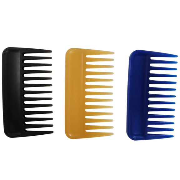 3Pcs Wide Tooth Comb, Mini Travel Combs Portable Pocket Shower Combs for Women & MenCurly Hair, Wet and Dry Hair (Yellow Black Blue)