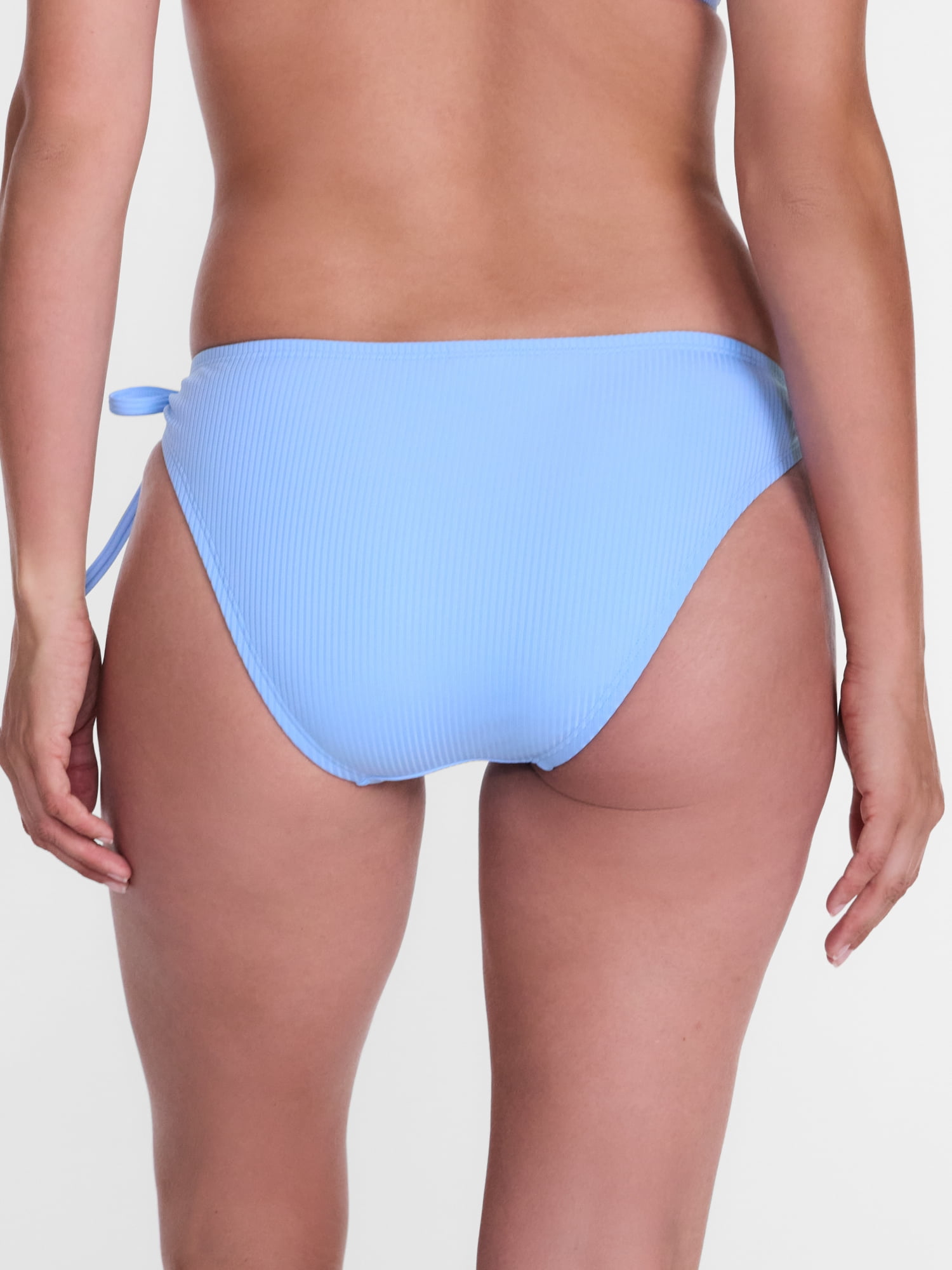 Time and Tru Women's and Women's Plus Low Rise Side Tie Ribbed Bikini Bottoms, Sizes XS-2X