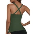 thumbnail image 5 of Firpearl Underwire Tankini Tops for Women Swimwear Supportive Swimsuits Top Criss Cross Bathing Suit Tops Deep Army Green US16, 5 of 7