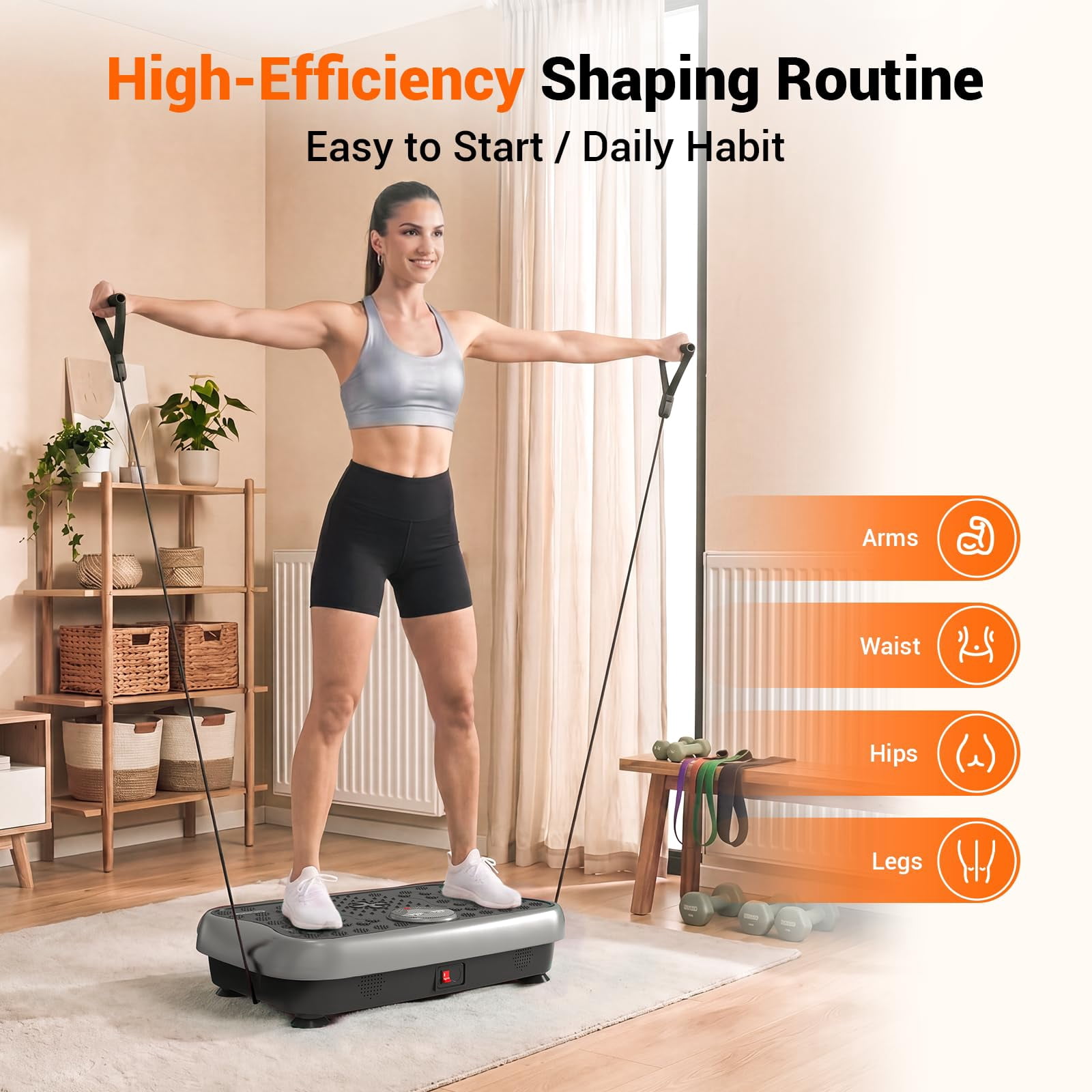 RIORUN Vibration Plate Exercise Machine with 300 Speeds and 150w, 460 lbs, Silver