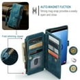 thumbnail image 6 of Wallet Case Compatible with Samsung Galaxy S9 Plus, Multifunctional Magnetic Closure Folio Case, [RFID Blocking] Durable PU Leather Flip Lanyard Strap Wristlet Zipper Card Holder Phone Case, Blue, 6 of 10