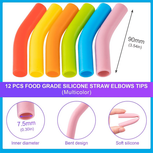 Silicone Straw Tips Reusable Straw Replacement Tip for 8MM Outdiameter Wide Stainless Steel Metal Straws Multicolor