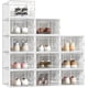 thumbnail image 1 of 33.5 * 25.5 * 17.5 cm shoe box Shoe storage box (12 pieces per pack) Transparent Shoe box Foldable shoe box Suitable for wardrobes, entrances, corridors, bedrooms - Black, 1 of 8