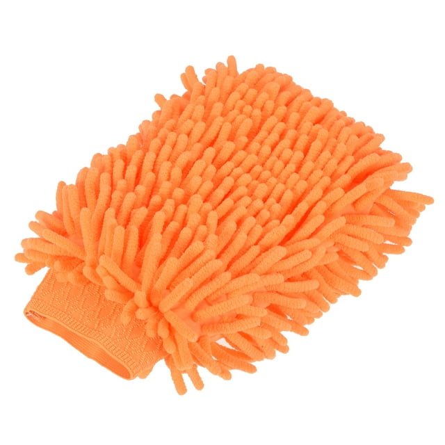 Unique Bargains Large Double-Side Microfiber Soft Chenille Dusting Wash Mitten Orange