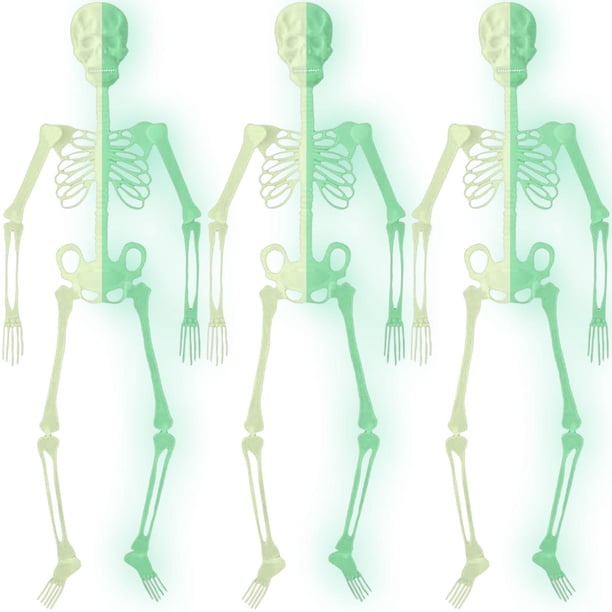 Esqueleto Decorativo VentDepot SkeleHangBig 3Pzas 150cm Articulado Plástico Verde Fluorescente