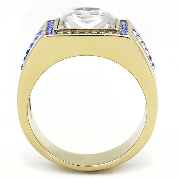 TK3269 - IP Gold(Ion Plating) Stainless Steel Ring with Top Grade Crystal in Clear