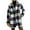 Black, variant on jsaierl Women's Plaid Shacket Jacket Fleece Long Sleeve One Button Notch Collar Flannel Shirts Jacket Trench Coat