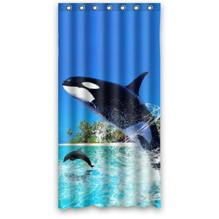 Greendecor Orca Killer Whales Waterproof Shower Curtain Set With