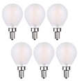 thumbnail image 1 of Bombillas LED tipo globo Sunaiony, 6 W, 3000 K, E12, candelabro, paquete de 6, 1 of 7