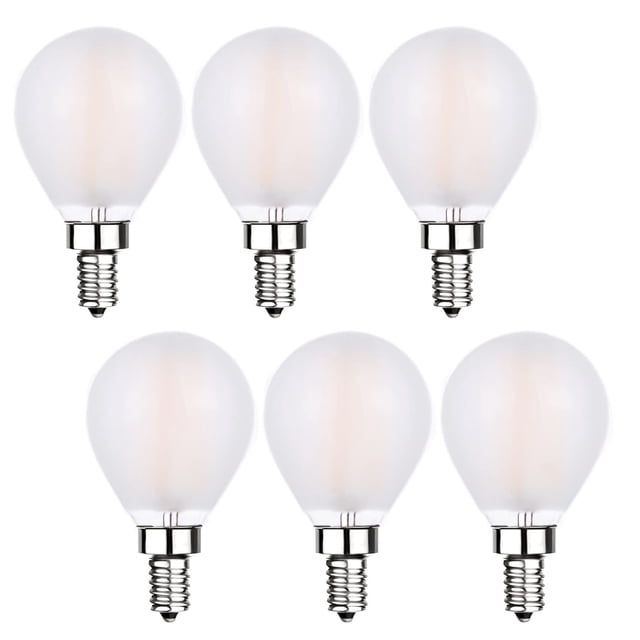 Bombillas LED tipo globo Sunaiony, 6 W, 3000 K, E12, candelabro, paquete de 6