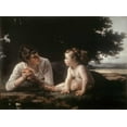 thumbnail image 2 of Bouguereau, William-Adolphe 14x11 Black Ornate Wood Framed with Double Matting Museum Art Print Titled - Mother and Child - II, 2 of 4