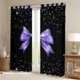 thumbnail image 2 of Manfei Princess Dreamy Bow Blackout Curtains Set of 2 (52x84 Each) for Kid, Bling Stars Print Window Curtains, Kawaii Purple Bow Curtains and Drapes, Curtains and Drapes Home Decor, 2 of 6