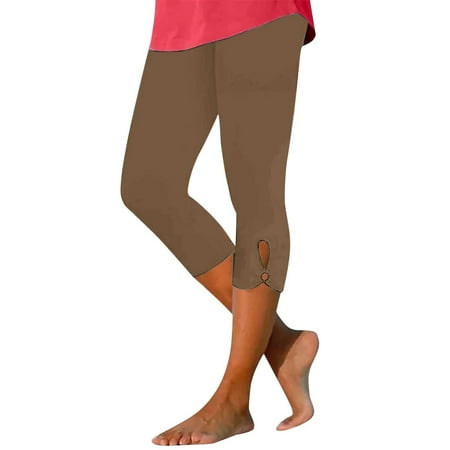 Valueadd Women s Yoga Leggings High Waisted Cutout Yoga Lightweight Cozy Cropped Pants Solid Color Soft Pajams Pants