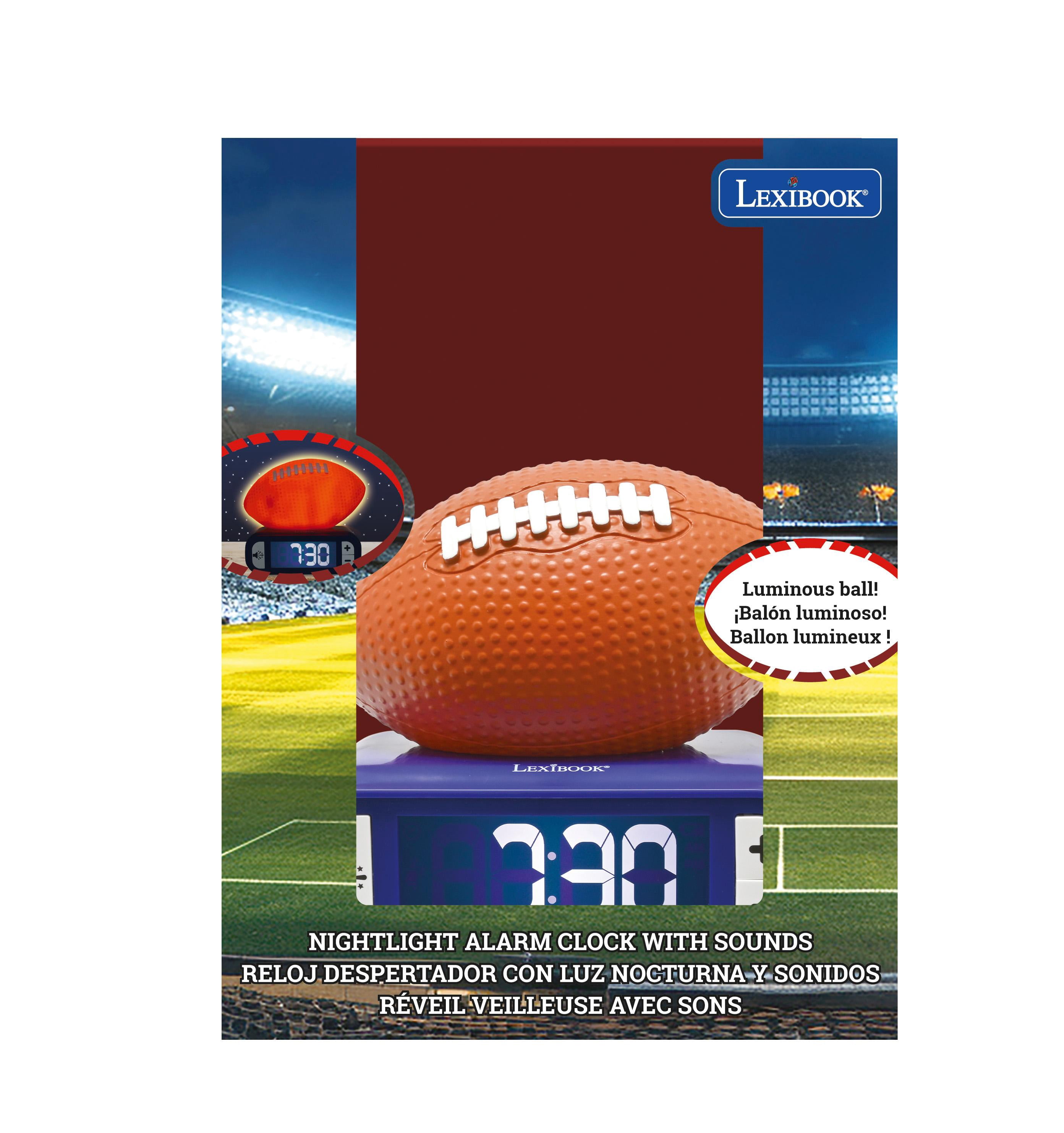 Lexibook, American Football - Night Light Alarm Clock, Sounds and Melodies, Backlit LCD Screen, Luminescent, Snooze, Orange/Blue