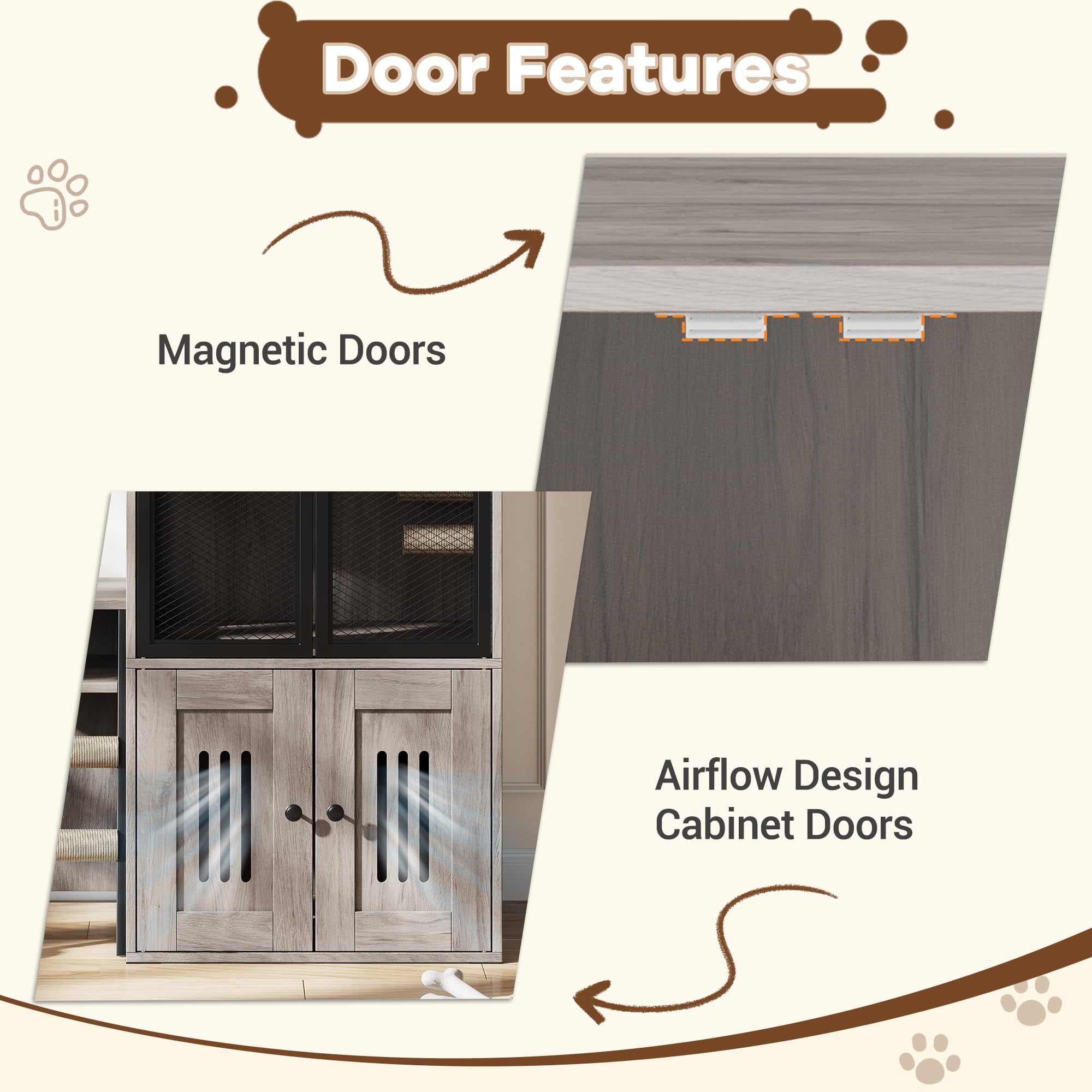 Huisuilinss Cat Litter Box Enclosure With Platform,Double Layer Hidden Litter Box Furniture With Doors,Indoor Cat House With Ladder,Litter Box Cabinet With Storage Space,Cat Washroom