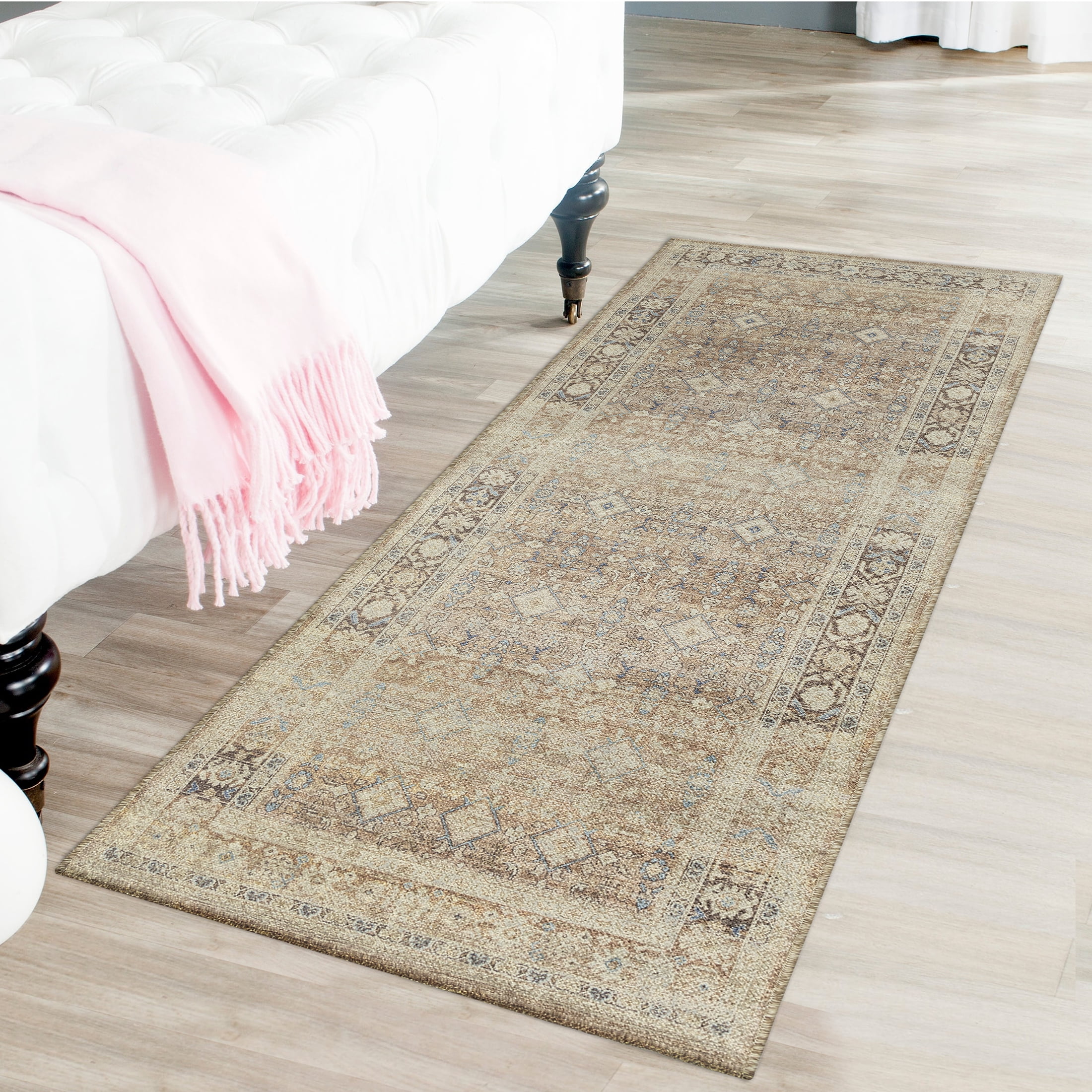 Better Homes & Gardens Brown Diamond Persian Indoor 30" x 84" Runner Rug - Brown/Blue