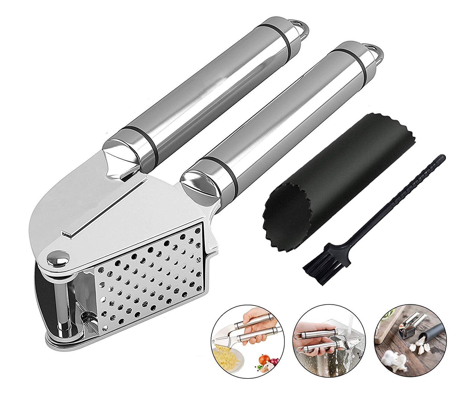 Juslike Garlic Press Durable Stainless Steel Kitchen Garlic/Ginger