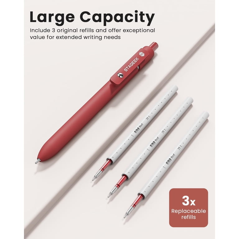 STAGEEK Red Gel Pens, 6 Pack with 3 Refills photo 6