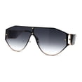 thumbnail image 1 of SA106 Mens Metal Frame Rimless Angular Geometric Shield Mafia Sunglasses Gold Smoke, 1 of 4