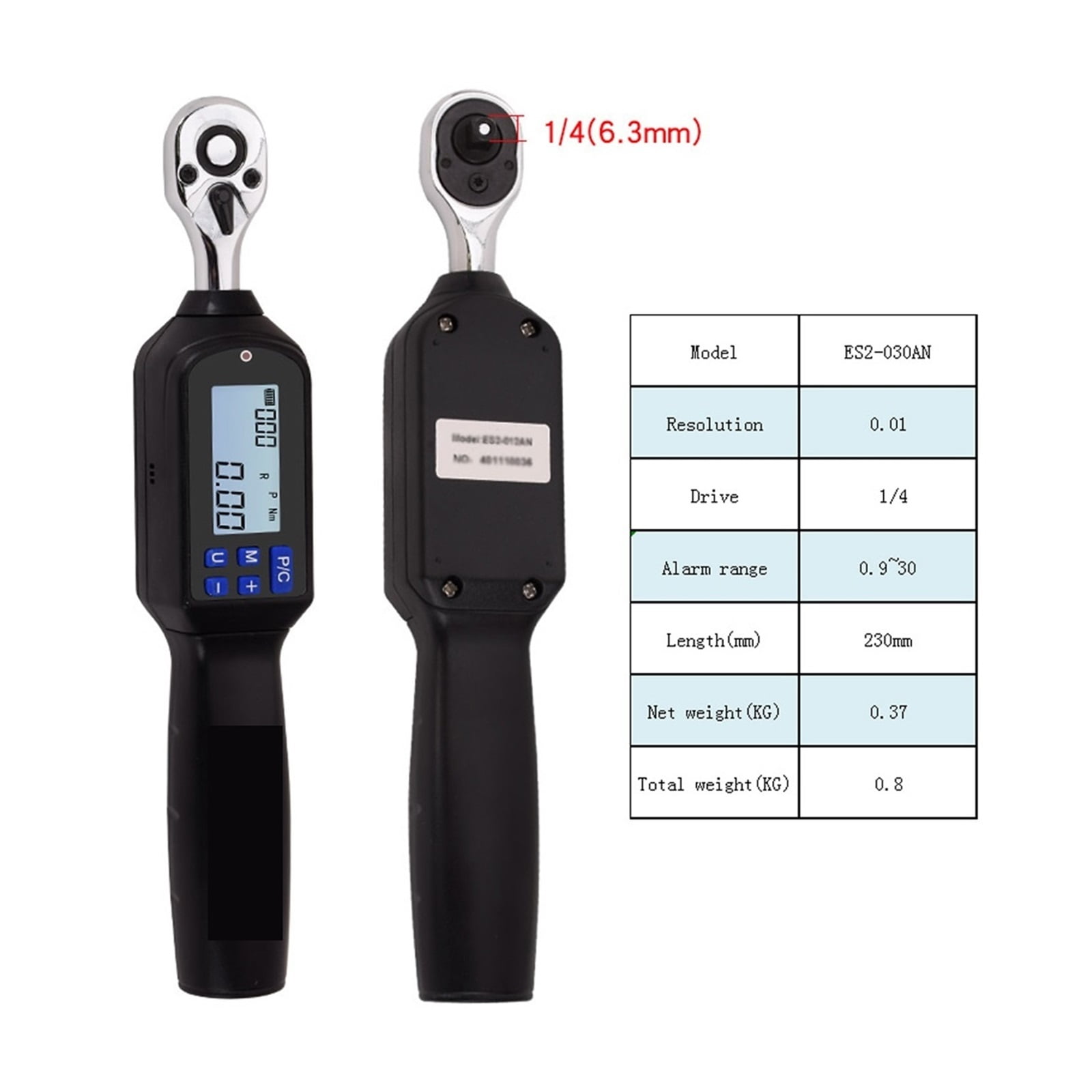 Handheld Digital Torque Wrench Large Screen With Backlight Sound LED Alarm Real-time Peaks Measurement Four Units Switching ,Versatile Torque Units