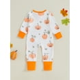 thumbnail image 6 of Jxzom Newborn Baby Girl Boy Halloween Rompers Clothes Cute Pumpkin Print Crewneck Long Sleeve Jumpsuit 0 3 6 12 Months Halloween Outfits, 6 of 8