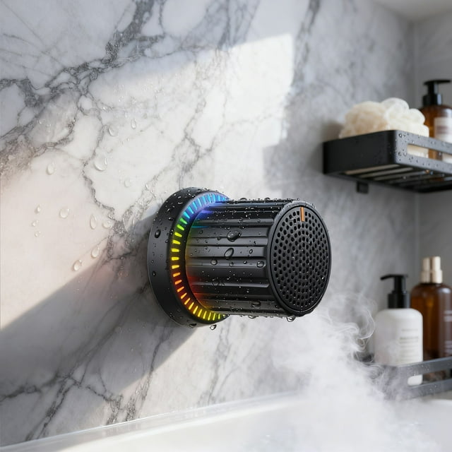 Lunxisen 4 Pcs Colorful Magnetic Bluetooth Speaker Waterproof Portable Stereo with Mic for Camping Outdoor Indoor Use Wireless Audio Device