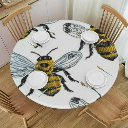 

Patifu Bees Round Tablecloth Stain-Resistant and Washable for Indoor Outdoor Restaurants Weddings Parties - Waterproof Ideal for Home Kitchen Holiday Dinner 31 -35
