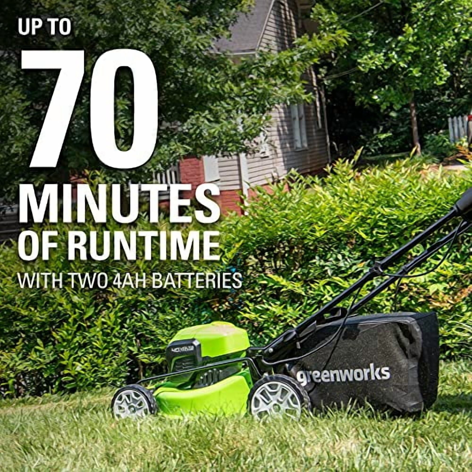 Greenworks 40V 21" Brushless Self-Propelled Lawn Mower, 2 x 4Ah USB (Power Bank) Batteries and Charger Included MO40L4413